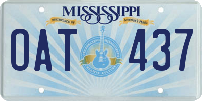 MS license plate OAT437