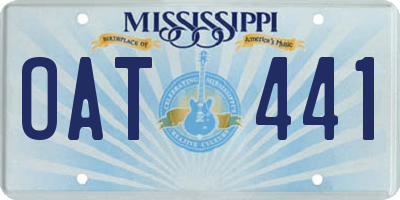 MS license plate OAT441