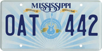 MS license plate OAT442