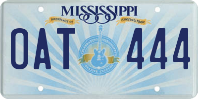 MS license plate OAT444