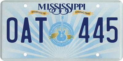 MS license plate OAT445
