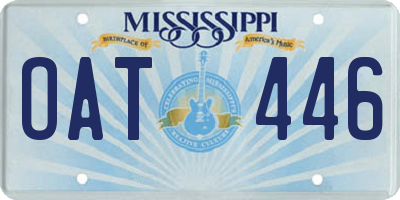 MS license plate OAT446