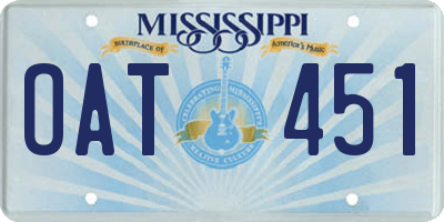 MS license plate OAT451