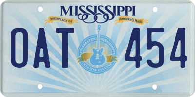 MS license plate OAT454