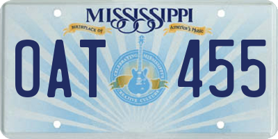 MS license plate OAT455