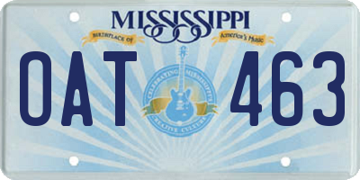 MS license plate OAT463
