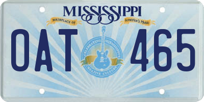 MS license plate OAT465