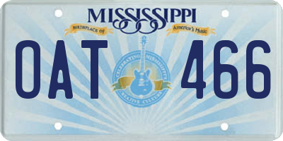MS license plate OAT466