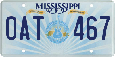 MS license plate OAT467