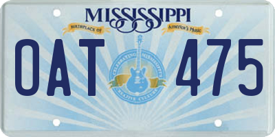 MS license plate OAT475