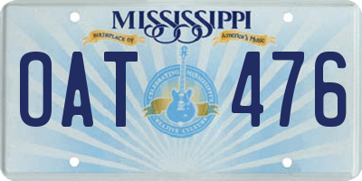 MS license plate OAT476