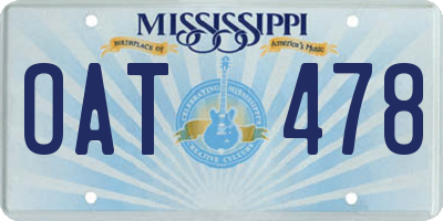MS license plate OAT478