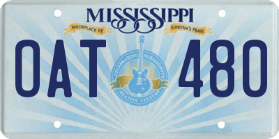 MS license plate OAT480