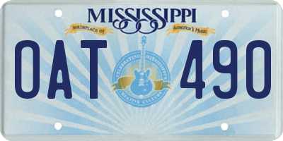MS license plate OAT490
