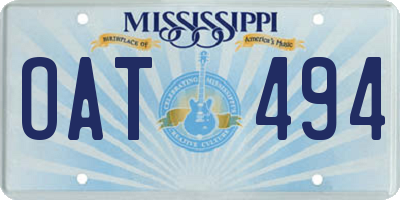MS license plate OAT494