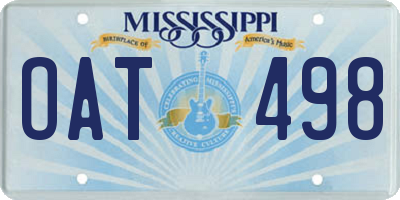MS license plate OAT498