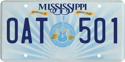 MS license plate OAT501