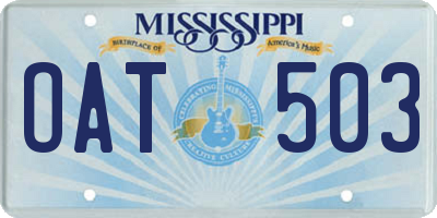 MS license plate OAT503