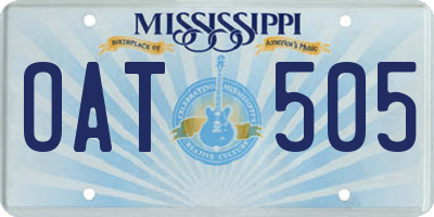 MS license plate OAT505