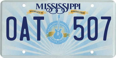 MS license plate OAT507