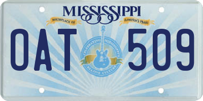 MS license plate OAT509