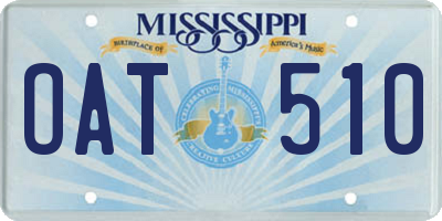 MS license plate OAT510