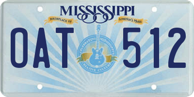 MS license plate OAT512