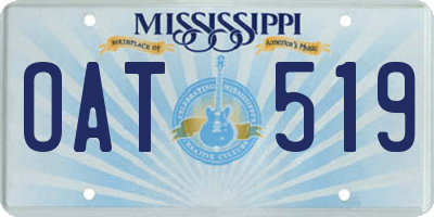 MS license plate OAT519