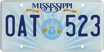 MS license plate OAT523