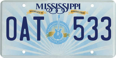 MS license plate OAT533