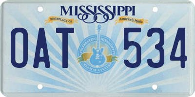 MS license plate OAT534