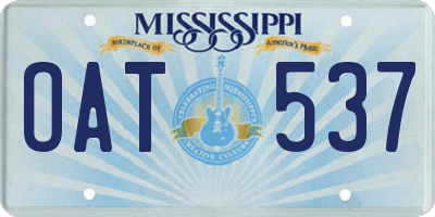 MS license plate OAT537