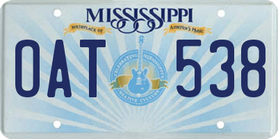MS license plate OAT538