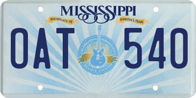 MS license plate OAT540