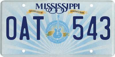 MS license plate OAT543