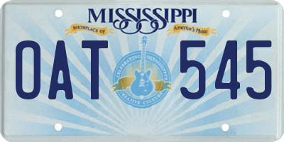 MS license plate OAT545
