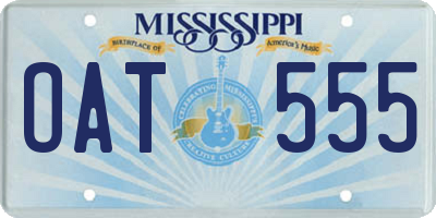 MS license plate OAT555