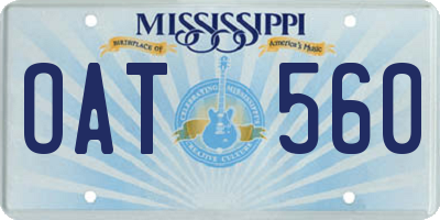 MS license plate OAT560