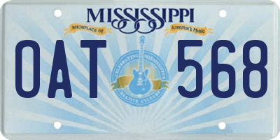 MS license plate OAT568