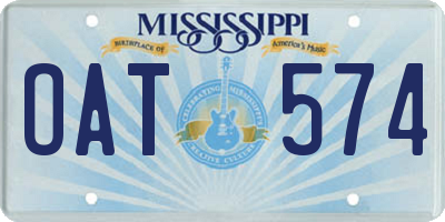 MS license plate OAT574