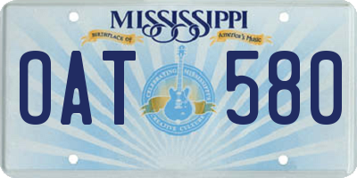 MS license plate OAT580