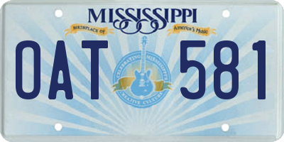 MS license plate OAT581