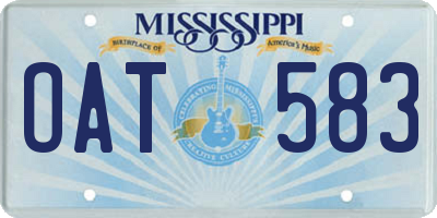 MS license plate OAT583