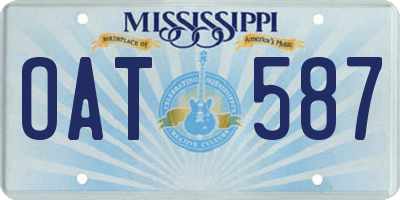 MS license plate OAT587