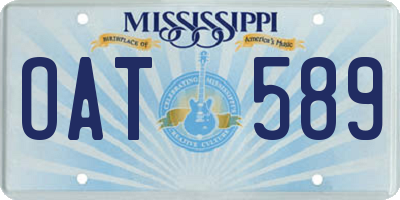 MS license plate OAT589