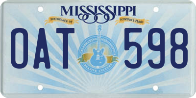 MS license plate OAT598