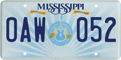 MS license plate OAW052