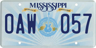 MS license plate OAW057