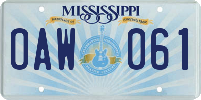 MS license plate OAW061