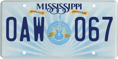 MS license plate OAW067